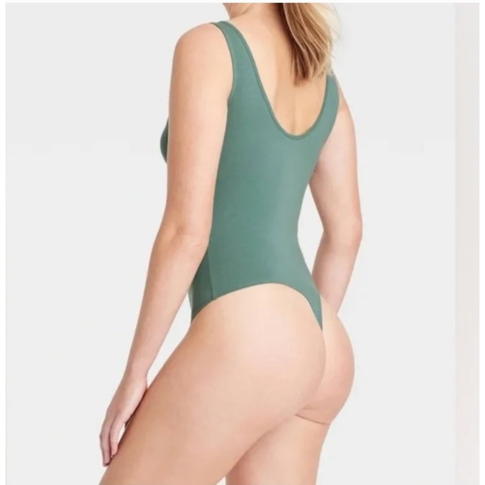 Auden Luxury Collection Womens Scoop Neck Bodysuit Teal Blue Size Large L - Picture 2 of 5
